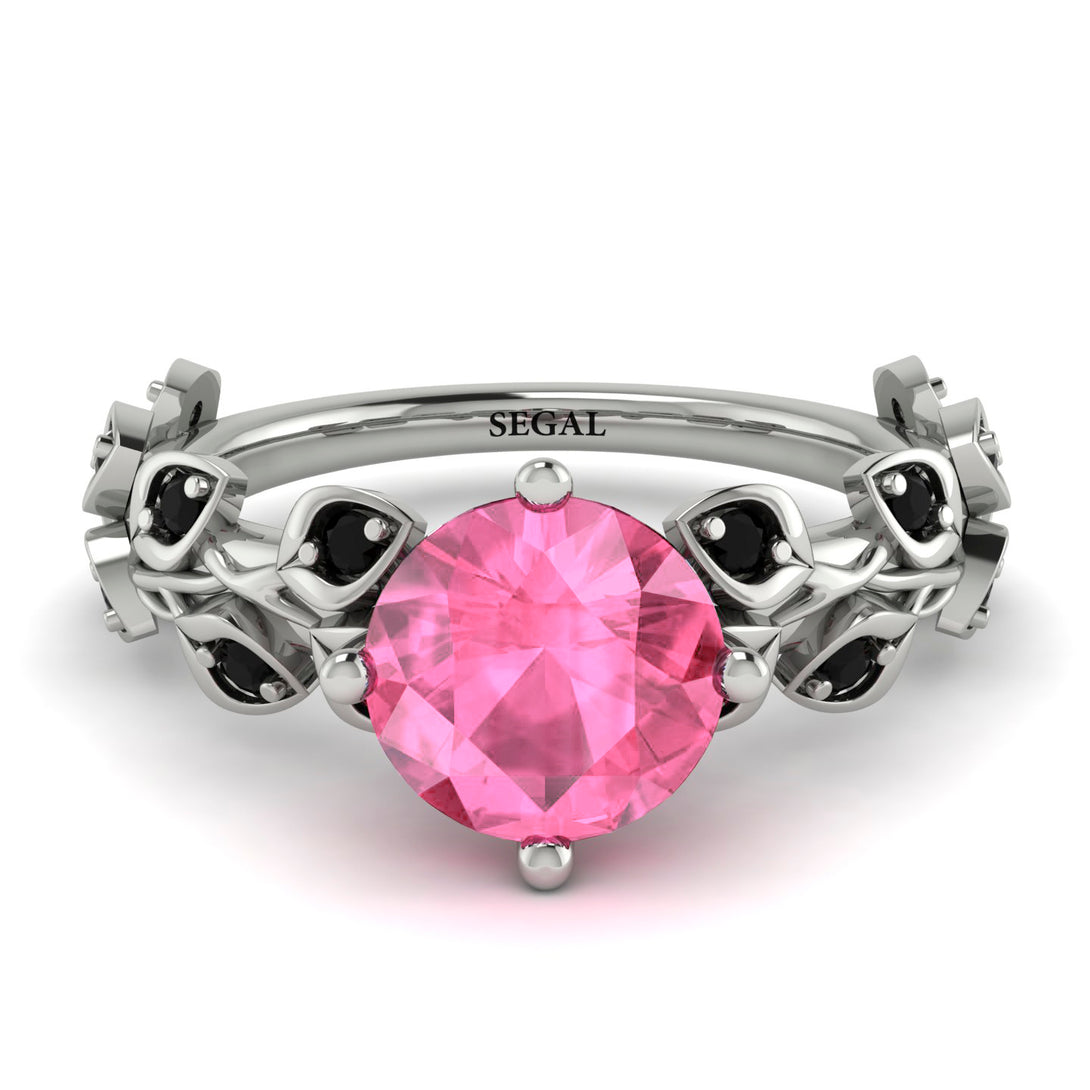Leaves All Around White Gold Pink Moissanite Ring - Sydney 2ct No. 809